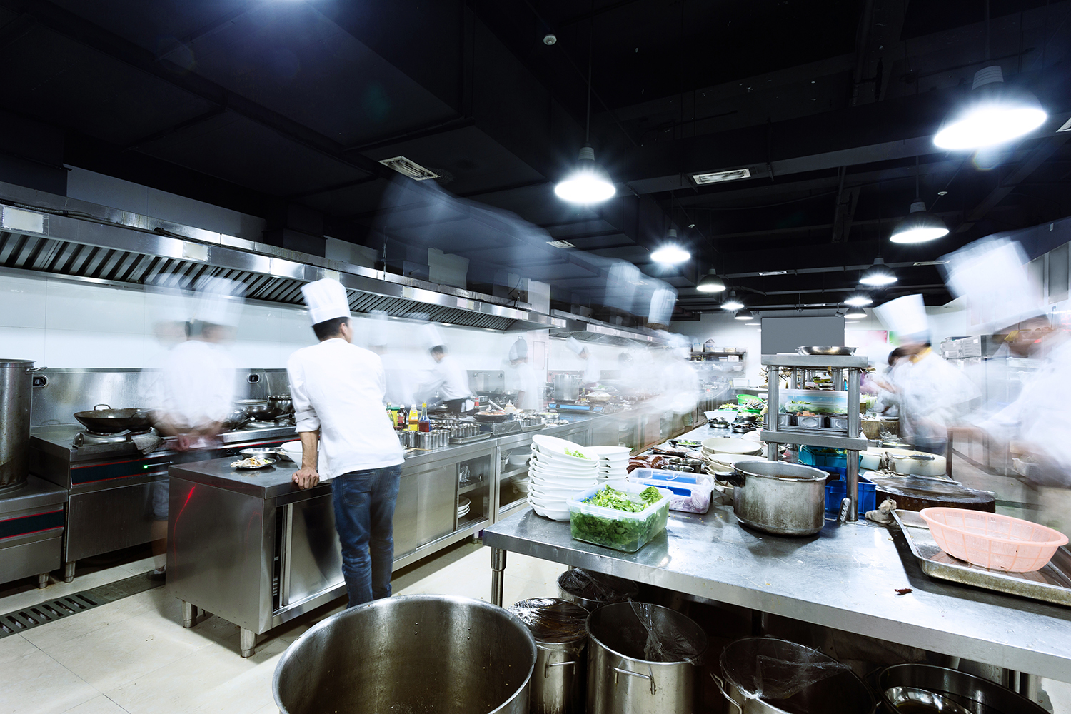 modern kitchen and busy chefs
